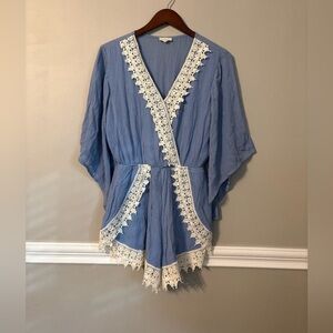 Boho Lace Trim Romper | Kimono-Style | Wrap Style | Lace